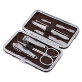 Nail Care Set Stainless Steel 7pc Nail Clippers Hard Case - Brown - Noco