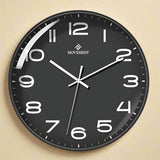 MoveBest 12’’ Wall Clock Silent Mechanism Large Number - Black Face with Black Frame - Noco