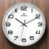 MoveBest 12’’ Wall Clock Silent Mechanism Large Number - White Face with White Frame - Noco