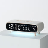 YX2819 Multi-Function LED Digital Alarm Clock with Intelligent Night Light and Dual Alarm System - White - Noco