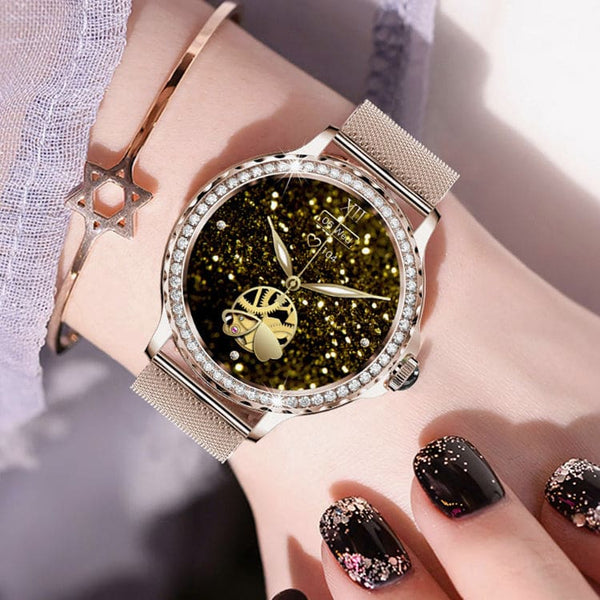 Hamtod NX19 Ladies Smart Watch Jewel Bezel BT Voice Calling 1.3inch IPS screen - Gold - watch Noco