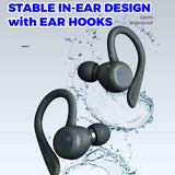 T&G T40 TWS Bluetooth Wireless Sports Earphones - IPX6 Rated Over Ear Stability - Black - T&G