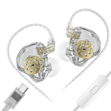 KZ EDX Lite USB-C Earbuds with HD Microphone | Smart DAC Chip Studio In-Ear Headset - Clear - KZ