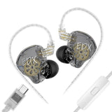 KZ EDX Lite USB-C Earbuds with HD Microphone | Smart DAC Chip Studio In-Ear Headset - Transluscent Grey - KZ