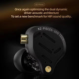 KZ Pisces Wired Dual Dynamic Driver IEMs | Horizontal Dual-Driver Hi-Fi Earphones | 3.5mm Plug - KZ