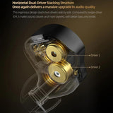 KZ Pisces Wired Dual Dynamic Driver IEMs | Horizontal Dual-Driver Hi-Fi Earphones | 3.5mm Plug - KZ