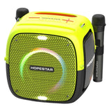 Hopestar Party One 80W Big Bass Bluetooth Speaker Dual Wireless Microphones Big 12500mAh Battery TWS LED Light - Yellow - bluetooth speaker