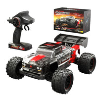 JJRC Q146B RC 4WD Alloy Chassis Pickup Up to 40km/h 390 Carbon brush magnetic motor Metal parts LED Lights 7.4V Battery - Red - Radio