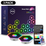 G01 Smart Hexagon LED Wall Light Panel Kit with Infinity Mirror Effects - 3 Pack - YWXLight