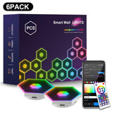 G01 Smart Hexagon LED Wall Light Panel Kit with Infinity Mirror Effects - 6 Pack - YWXLight