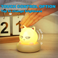 Children’s Soft Silicone Night Light Touch Control Cute Cat Rechargeable - NOCO