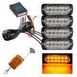 4 PACK AMBER Emergency LED Grille Lights Wireless Remote 12 Modes 12V-24V - Noco