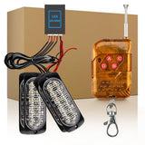 4 PACK AMBER Emergency LED Grille Lights Wireless Remote 12 Modes 12V-24V - Noco