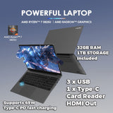 GXMO G15 Ryzen 7 15.6’’ Laptop 32GB RAM + 1TB Storage Radeon Graphics - Blackview