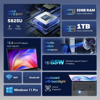 GXMO G15 Ryzen 7 15.6’’ Laptop 32GB RAM + 1TB Storage Radeon Graphics - Blackview