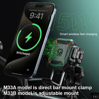 Kewig M33A Motorcycle Phone Mount with 15W Wireless Charging Anti-Theft & Shock Absorption - NOCO