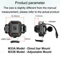 Kewig M33A Motorcycle Phone Mount with 15W Wireless Charging Anti-Theft & Shock Absorption - NOCO