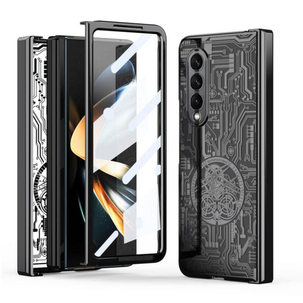 Samsung Galaxy Z Fold 3 Electroplated Mecha Cover with screen Protection - Black - Cover Noco