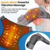 4 Motor Electric Heated Shoulder Massager | 5-Speed Vibration & Heat Therapy Joint Support Brace - Noco