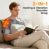 4 Motor Electric Heated Shoulder Massager | 5-Speed Vibration & Heat Therapy Joint Support Brace - Noco