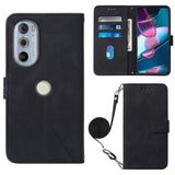 Motorola Edge 30 Pro Wallet Flip Cover Card Slots Shoulder Lanyard - Black - Cover Noco