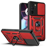 Motorola Edge 30 Pro Armor Rugged Sliding Camera Cover with Metal Ring/Stand - Red - Cover Noco