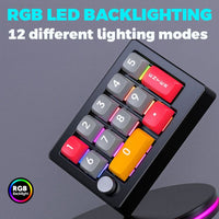MKESPN Mechanical USB Macro Number/Gaming Keypad LED Volume Knob - Noco