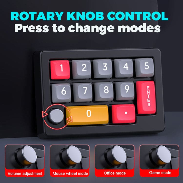 MKESPN Mechanical USB Macro Number/Gaming Keypad LED Volume Knob Noco ...