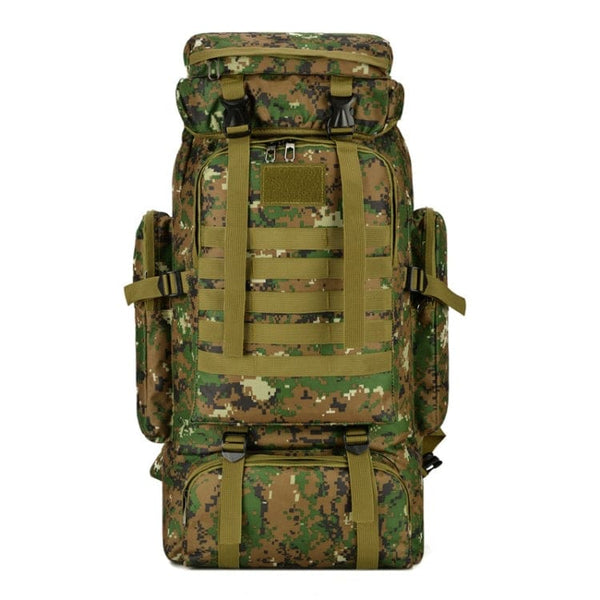 56 to 75L Molle System Hiking/Adventure Backpack Water Resistant - Jungle Camo - Outdoors Noco