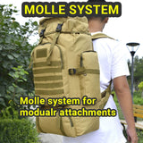 56 to 75L Molle System Hiking/Adventure Backpack Water Resistant - Outdoors Noco