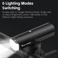 WEST BIKING 800 Lumen Rechargeable Bicycle Headlight with 6 Modes Rotatable Lens & Power Reminder - West Biking