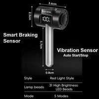WEST BIKING SM2 Smart Brake Sensing Bike Tail Light | 180° Wide Angle LED | Digital Battery Display - West Biking