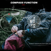 North Edge Alps Carbon Fiber Digital Outdoor Watch Compass Pacer 50 Metres Waterproof, - Black with Black Strap - watch North Edge