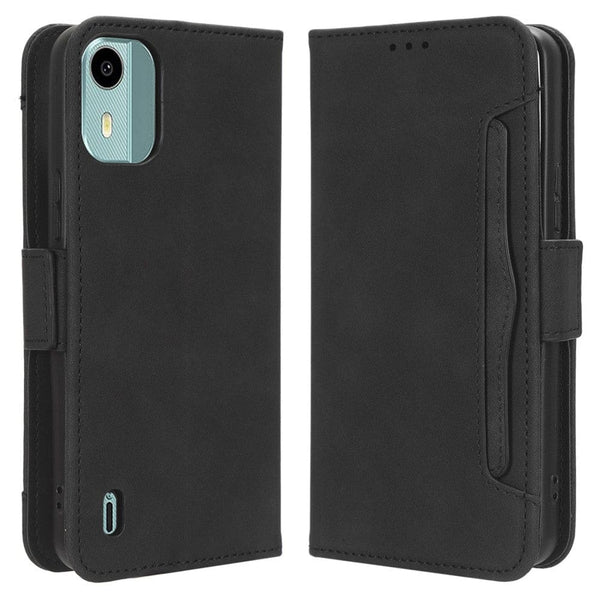 Nokia C12 / C21 Pro / C12 Plus Flip Wallet Cover with Removable Front Card Wallet Card Slots - Black - Cover Noco