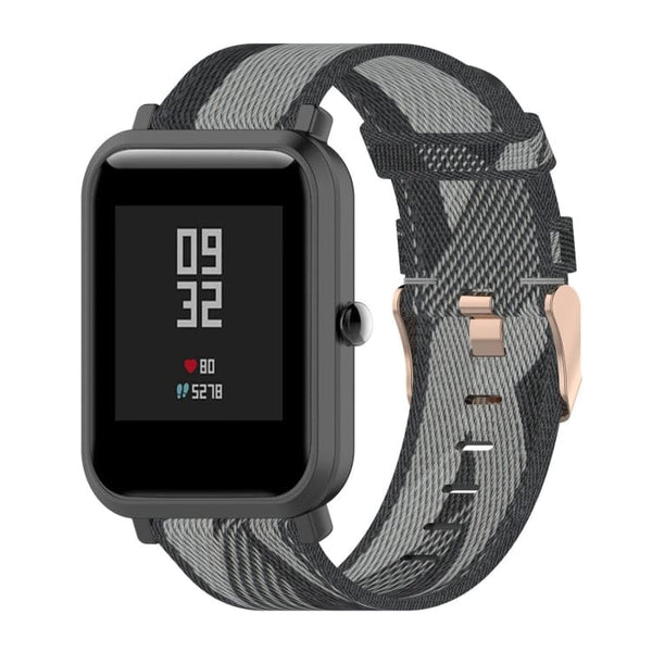 Nylon Denim Striped Watch Strap 20mm Width - Grey - watch Ulefone