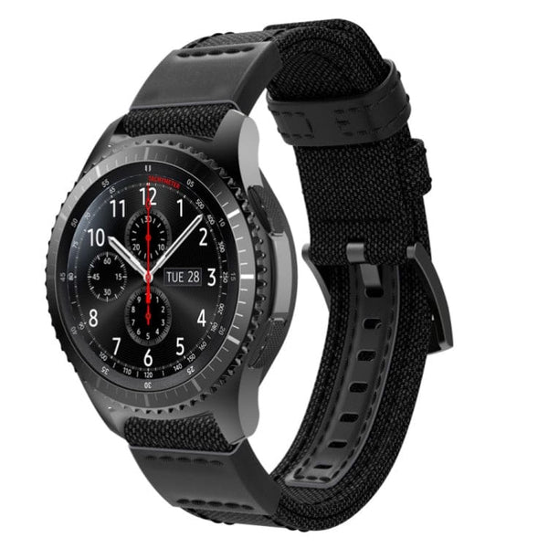 Nylon and Leather Watch Strap 22mm Width - Black - watch Ulefone