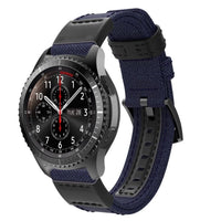 Nylon and Leather Watch Strap 22mm Width - Blue - watch Ulefone