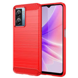 Oppo A77 5G Brushed Texture Carbon Fibre Pattern Protective Case - Red - Cover Noco