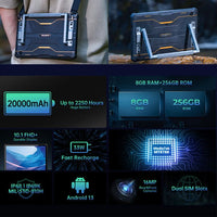 Oukitel RT6 4G Rugged Tablet Big 20000mAh Battery 8GB RAM+256GB 10.1in FHD+ Screen Carry Handle - tablet Oukitel