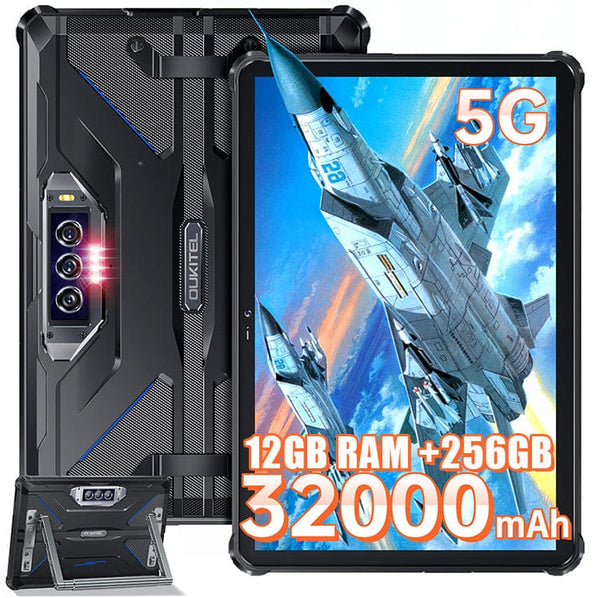 Oukitel RT7 Titan 5G Rugged Tablet 32000mAh Battery 12GB RAM+256GB 10.1in FHD+ Screen Carry Handle - Blue - tablet Oukitel