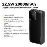 Essager ESD023 20000mAh 22.5W Fast Charging Power Bank with Built-In Type-C and Lightning Cables - Joyroom