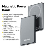 Essager KRW002 5000mAh Ultra-Slim Magnetic Wireless Power Bank - Essager