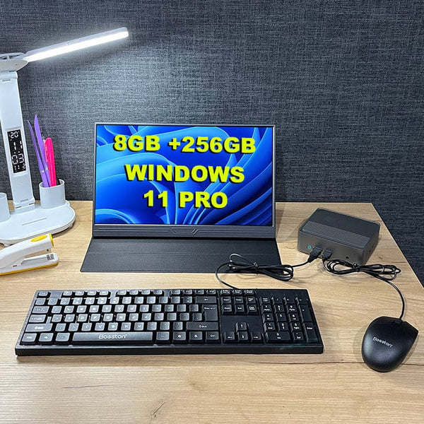 Windows 11 Pro BMAX B3 Pro Mini PC System 8GB RAM + 256GB 15.6’’ Monitor - BMAX
