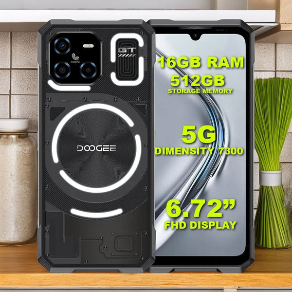 Doogee Blade GT Ultra 5G Rugged Phone 16GB RAM + 512GB 6.72’’ Screen LED Lighting - Black - Doogee