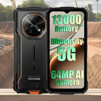 Doogee Fire 7 5G Rugged Phone 13000mAh 4GB RAM + 256GB Storage 64MP Camera - Orange - Doogee