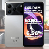 DOOGEE Note56 Plus 4G Smartphone | 6GB RAM 256GB ROM | 6150mAh Battery | Android 16 - Natural Silver - Doogee