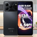 DOOGEE Note56 Plus 4G Smartphone | 6GB RAM 256GB ROM | 6150mAh Battery | Android 16 - Obsidian Black - Doogee
