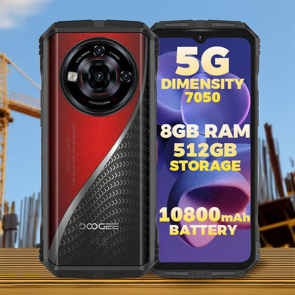 Doogee S118 Pro 5G Rugged 10800mA Battery 8GB RAM + 512GB Dimensity 7050 5G - Black/Red and Silver - Doogee