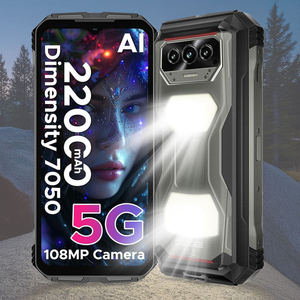 Doogee V Max S 5G Rugged 8GB + 256GB 22000mAh 108MP Samsung Camera IR Night Vision Camping Lights - Grey and Black - Doogee
