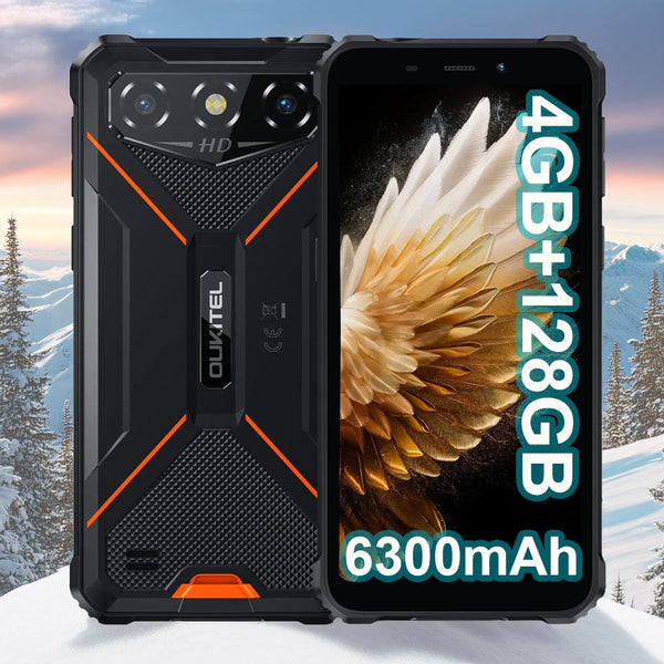 OUKITEL G3 Rugged Phone | 16GB RAM + 128GB | 6300mAh Battery 6’’ HD Display - Orange - Oukitel